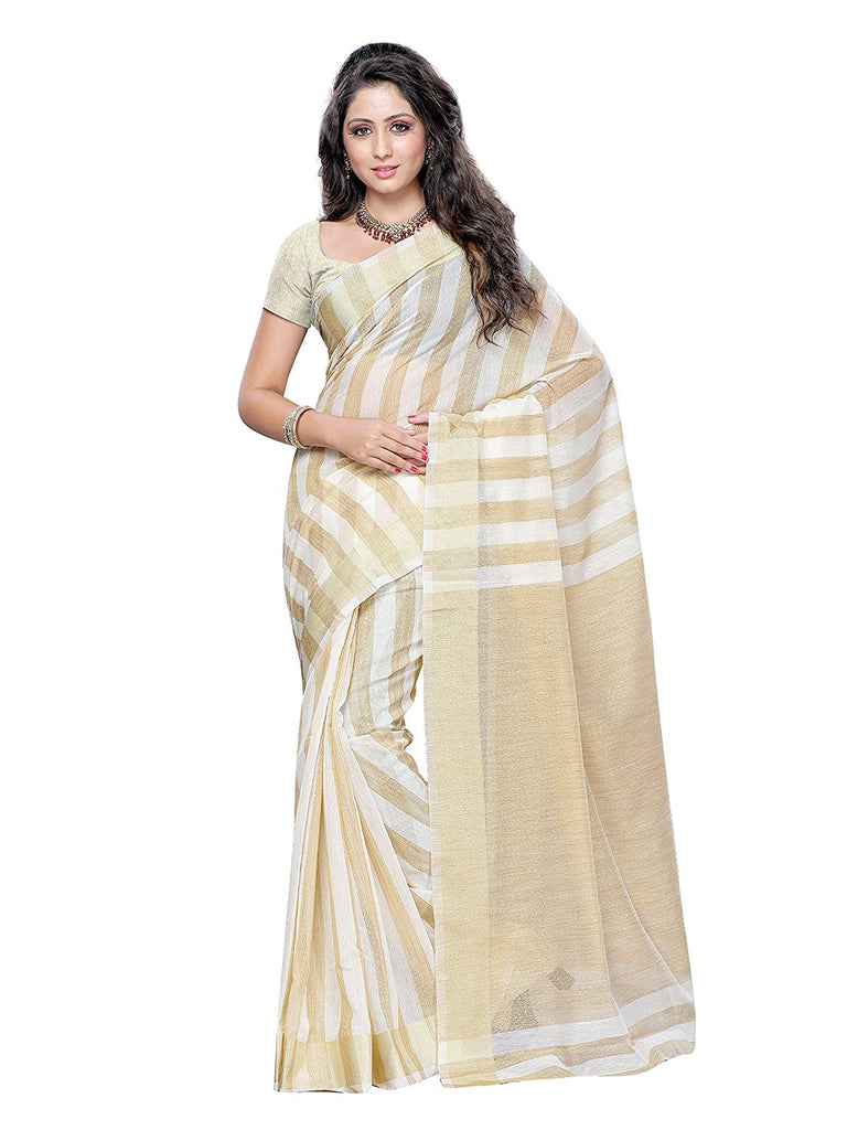 Off White Saree With Golden Border ...
